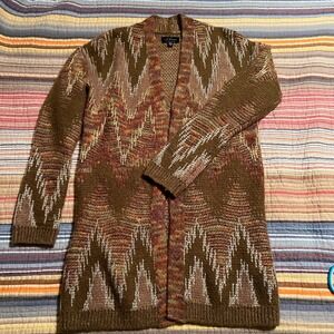 Lucky Brand Womens Cardigan Sweater XS Brown Tan Open Front Knit‎ Duster